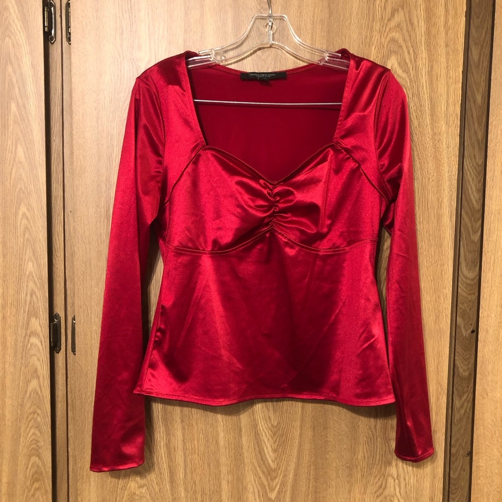 Marc New York Vibrant Red Satin Blouse